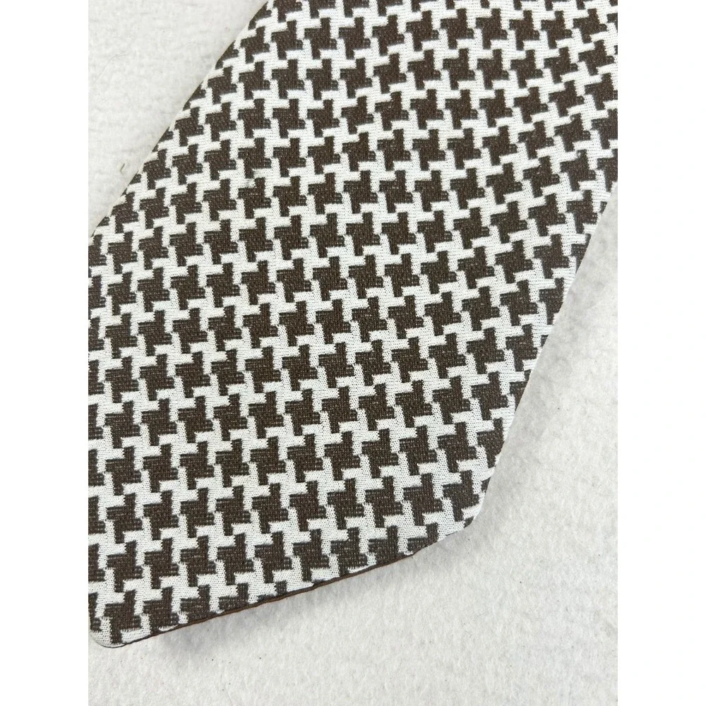 Unbranded Houndstooth Necktie Mens One Size Brown Classic
